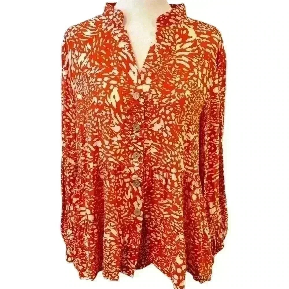 Flowy boho blouse animal print floral
